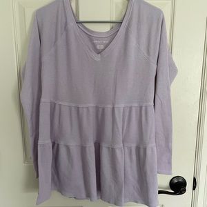 American Eagle waffle knit peplum hem shirt